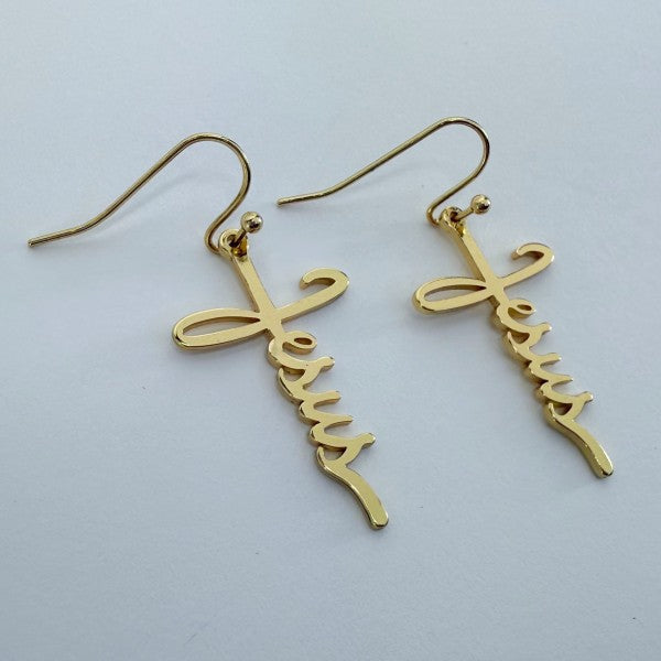 cross with fish hook Fish Hook Earrings Jesus Word Cross Design Dangle – ggf.usa.archive