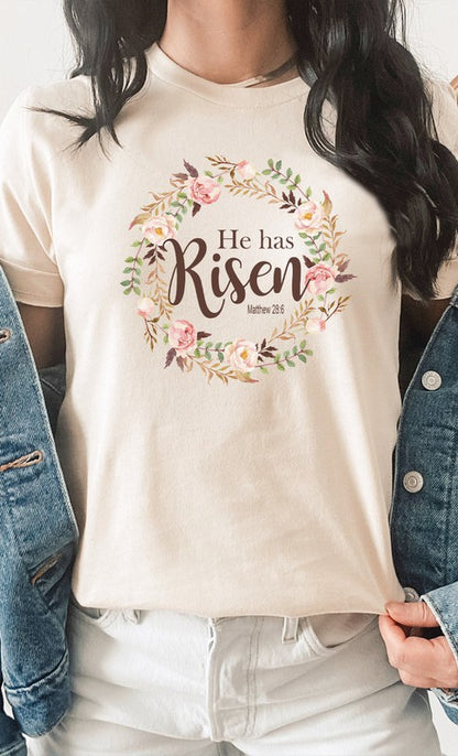 Floral He Has Risen Easter PLUS Graphic Tee